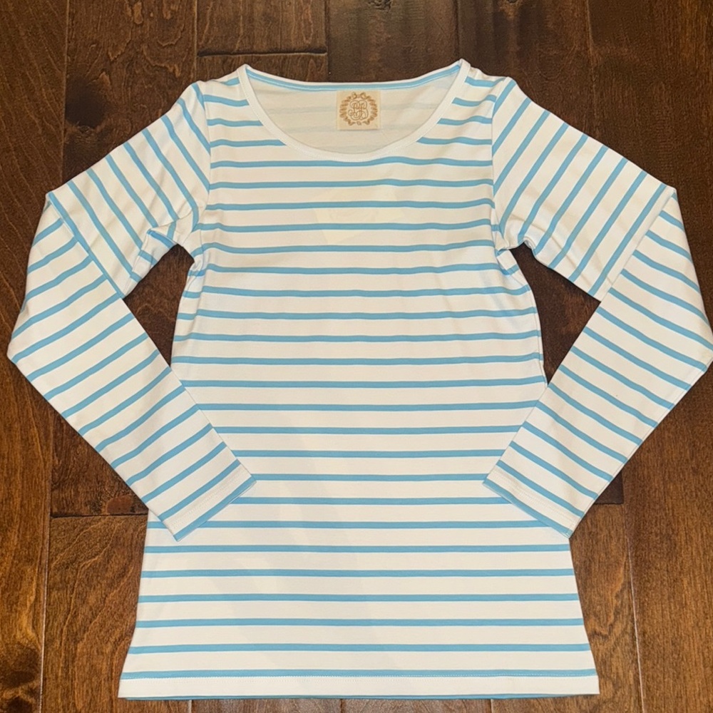 NWT TBBC Long Sleeve Plain Jayne Play Shirt - Brookline Blue Stripe - 14 $ firm